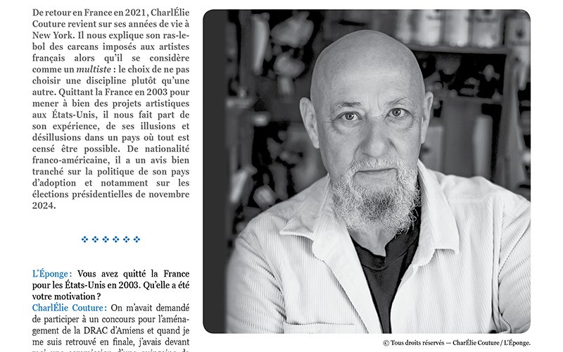 L&rsquo;Éponge n°6 – CharlÉlie Couture